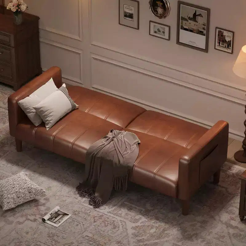 Divano letto futon da 75 pollici, convertibile, in similpelle, divanetto.