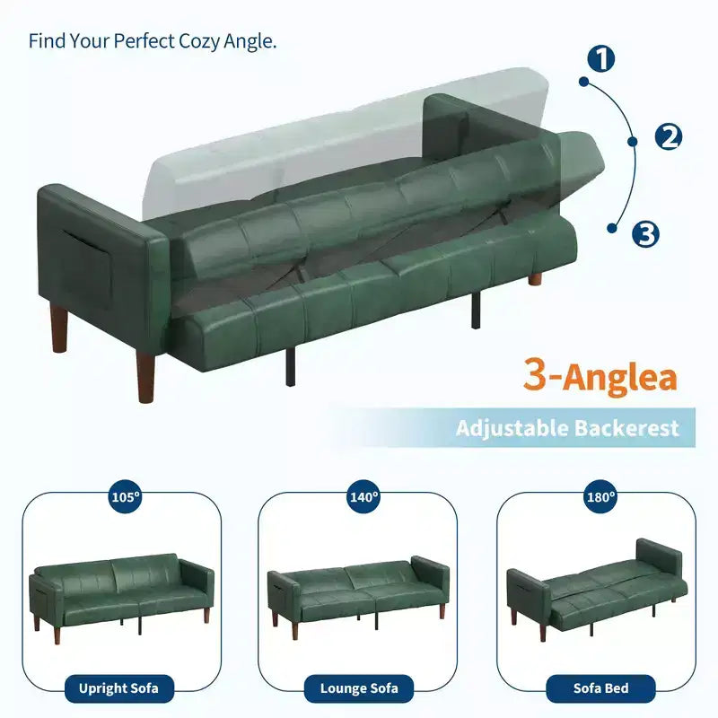 Divano letto futon da 75 pollici, convertibile, in similpelle, divanetto.