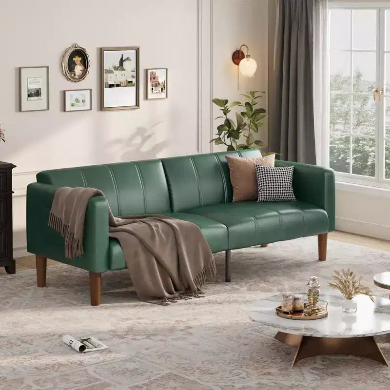 Divano letto futon da 75 pollici, convertibile, in similpelle, divanetto.