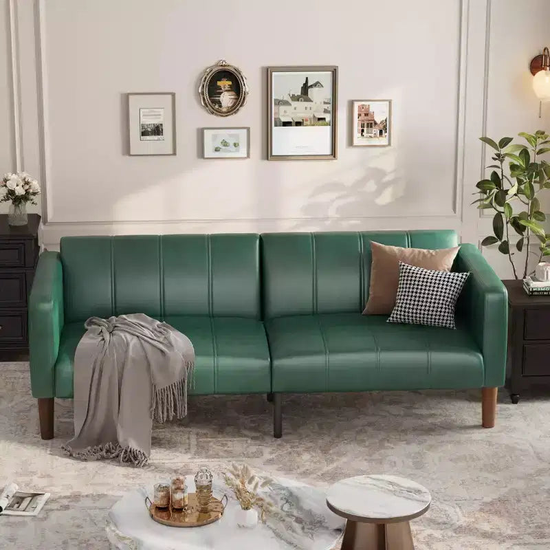Divano letto futon da 75 pollici, convertibile, in similpelle, divanetto.