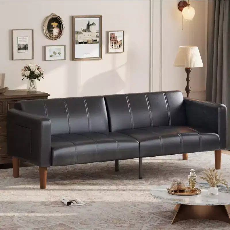 Divano letto futon da 75 pollici, convertibile, in similpelle, divanetto.