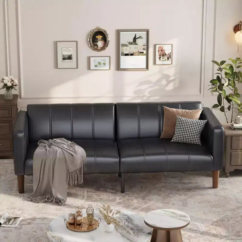 Divano letto futon da 75 pollici, convertibile, in similpelle, divanetto.