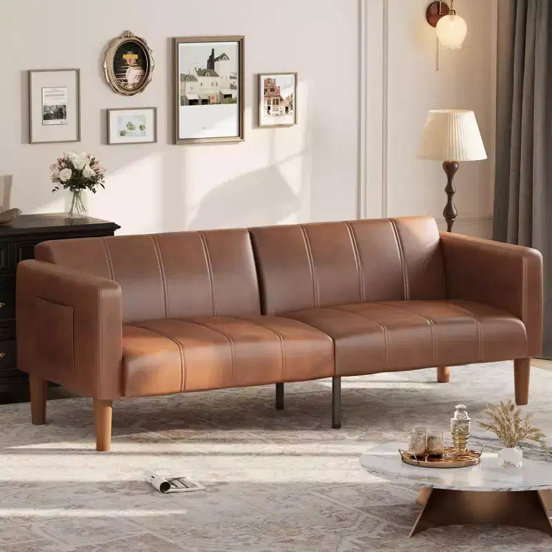 Divano letto futon da 75 pollici, convertibile, in similpelle, divanetto.