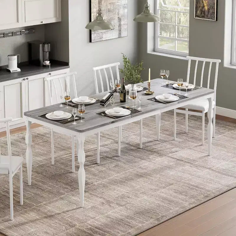 Tavolo da Pranzo Rettangolare per 6 Persone, Tavolo da Cucina Rustico da 200 cm, Tavolo da Pranzo Lungo in Legno, Tavolo da Pranzo e Tavolo per Feste, Grande Famiglia