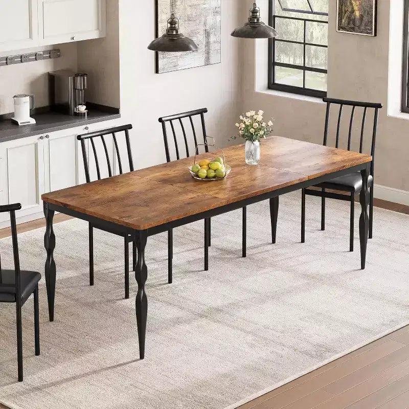 Tavolo da Pranzo Rettangolare per 6 Persone, Tavolo da Cucina Rustico da 200 cm, Tavolo da Pranzo Lungo in Legno, Tavolo da Pranzo e Tavolo per Feste, Grande Famiglia