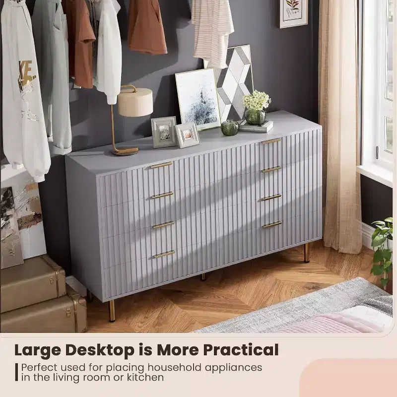 Cassettiera a 8 cassetti per camera da letto, comò moderno in legno largo 55, design anti-ribaltamento, robusto organizzatore per soggiorno, ingresso, cameretta dei bambini