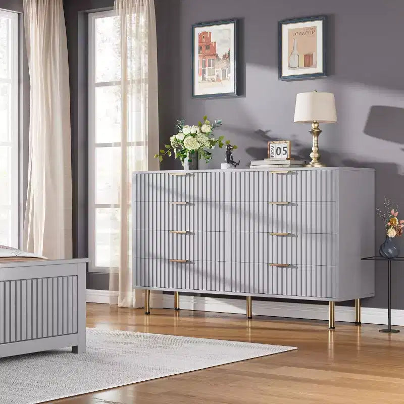 Cassettiera a 8 cassetti per camera da letto, comò moderno in legno largo 55, design anti-ribaltamento, robusto organizzatore per soggiorno, ingresso, cameretta dei bambini