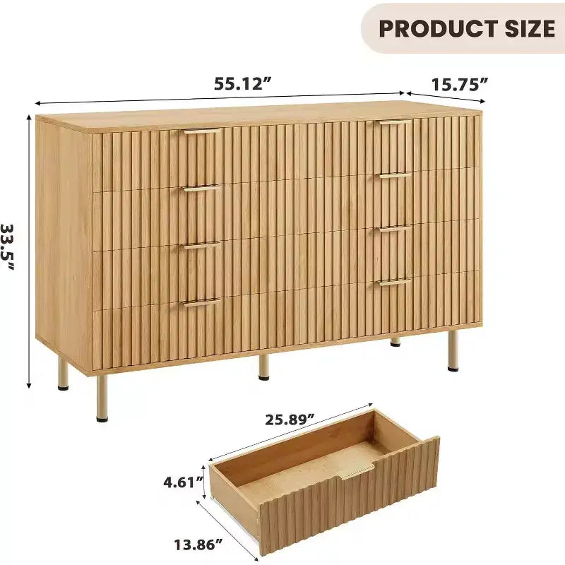 Cassettiera a 8 cassetti per camera da letto, comò moderno in legno largo 55, design anti-ribaltamento, robusto organizzatore per soggiorno, ingresso, cameretta dei bambini