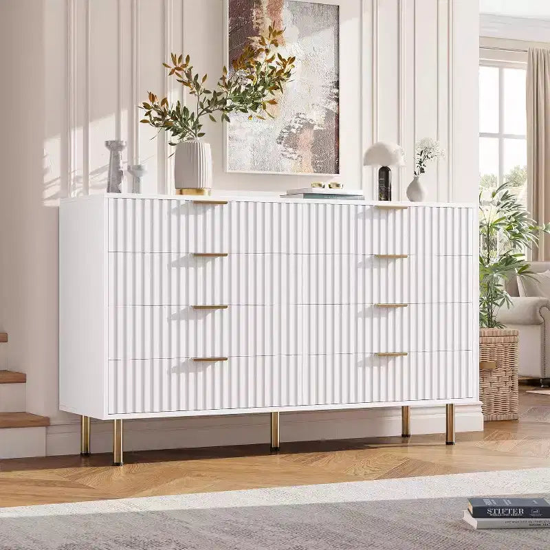 Cassettiera a 8 cassetti per camera da letto, comò moderno in legno largo 55, design anti-ribaltamento, robusto organizzatore per soggiorno, ingresso, cameretta dei bambini