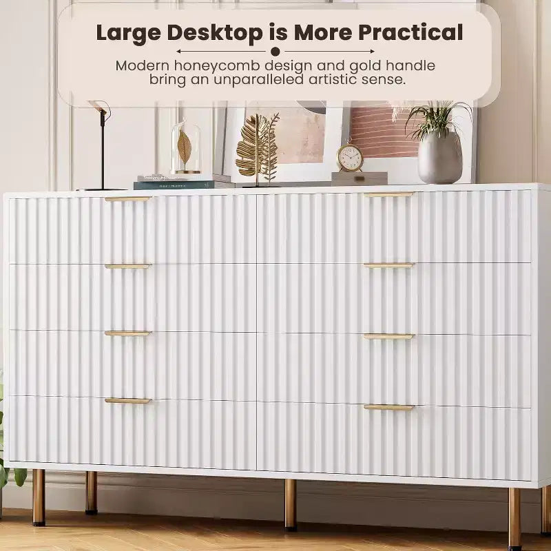 Cassettiera a 8 cassetti per camera da letto, comò moderno in legno largo 55, design anti-ribaltamento, robusto organizzatore per soggiorno, ingresso, cameretta dei bambini