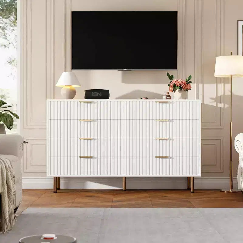 Cassettiera a 8 cassetti per camera da letto, comò moderno in legno largo 55, design anti-ribaltamento, robusto organizzatore per soggiorno, ingresso, cameretta dei bambini