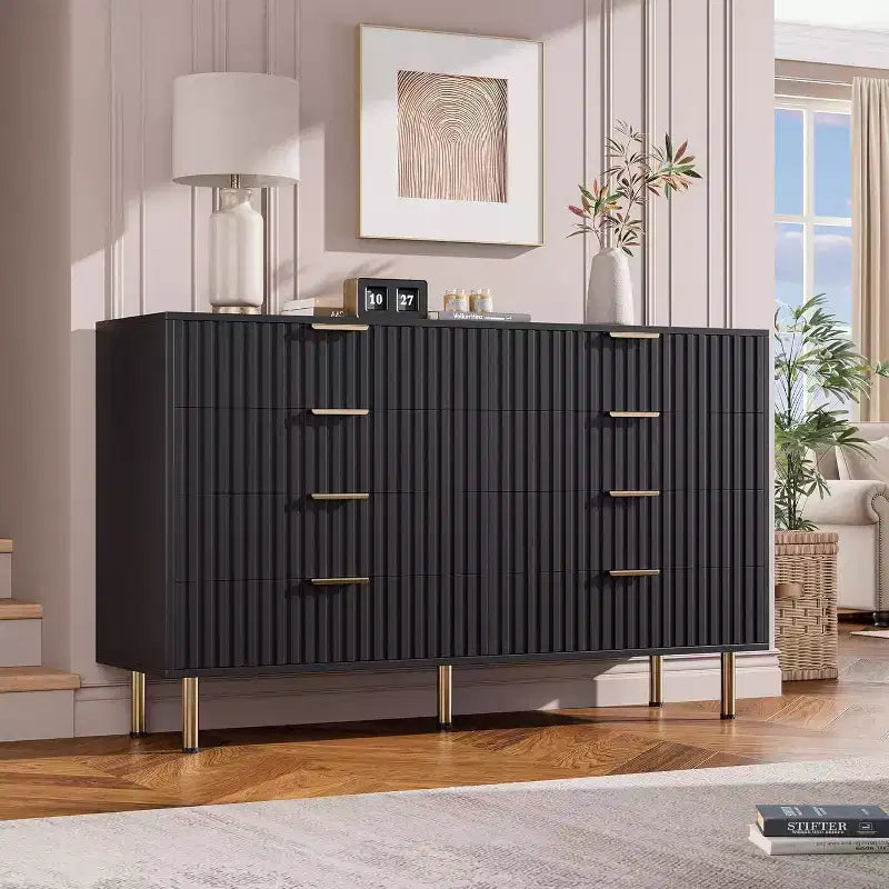 8-Drawer Dresser for Bedroom, 55 Wide Modern Wooden Chest of Drawers,Anti-Tip Design, Sturdy Storage Organizer for Living Room, Entryway,Kids Room
