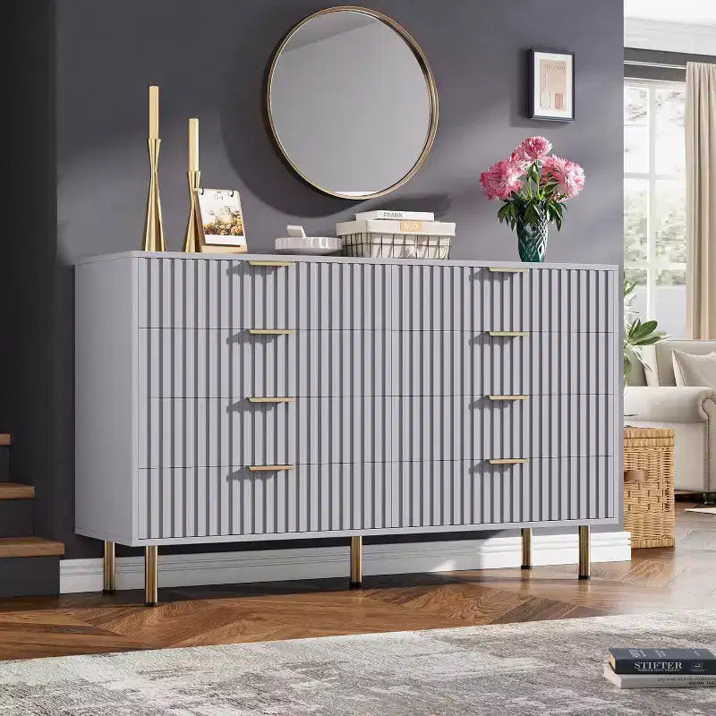 Cassettiera a 8 cassetti per camera da letto, comò moderno in legno largo 55, design anti-ribaltamento, robusto organizzatore per soggiorno, ingresso, cameretta dei bambini