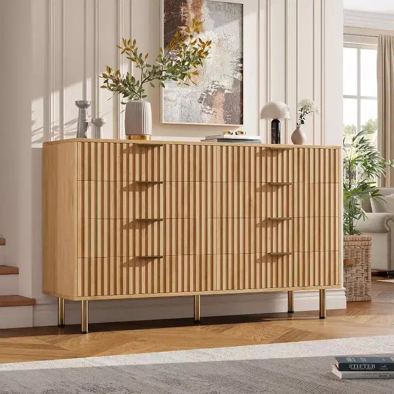 Cassettiera a 8 cassetti per camera da letto, comò moderno in legno largo 55, design anti-ribaltamento, robusto organizzatore per soggiorno, ingresso, cameretta dei bambini
