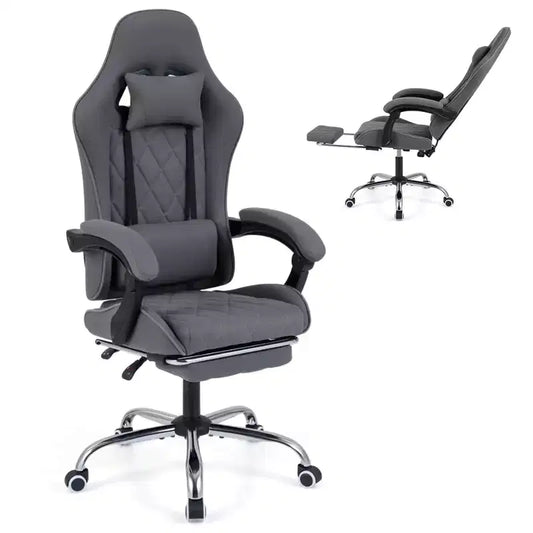 Costway Gaming Chair with Headrest, Lumbar Support, Linkage Armrests, Reclining Backrest