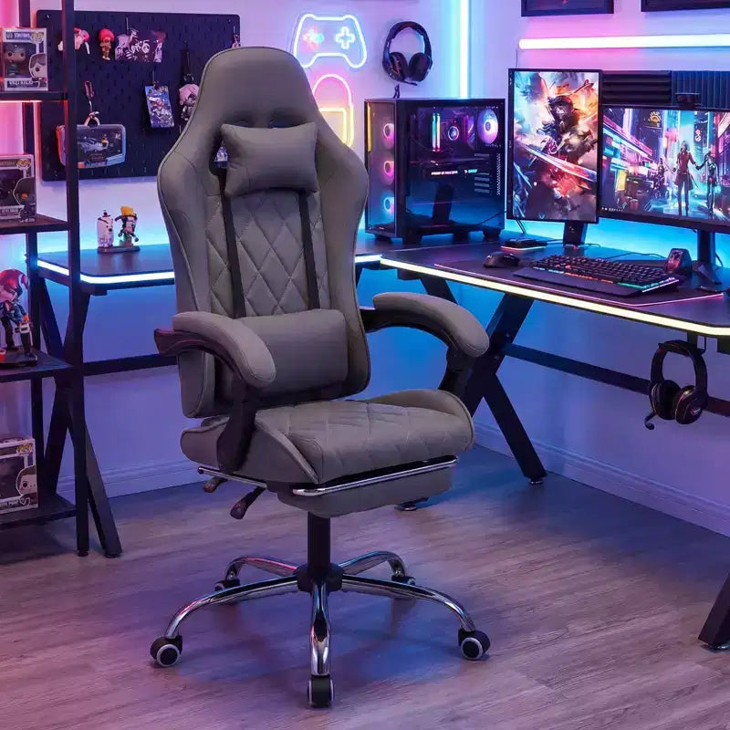Sedia Gaming Costway con Poggiatesta, Supporto Lombare, Braccioli a Sincronizzazione, Schienale Reclinabile