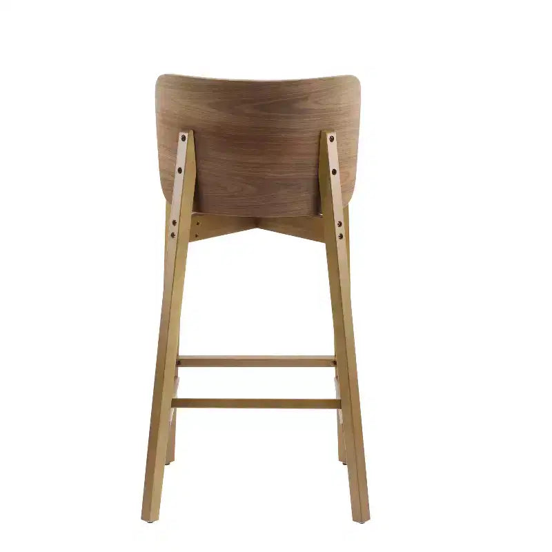 Set di 2 Sgabelli da Bar in Legno, Sgabelli da Bancone, Struttura in Legno di Gomma con Schienale Curvo Ergonomico per Isola Cucina Home Bar, Noce - ModernLuxe