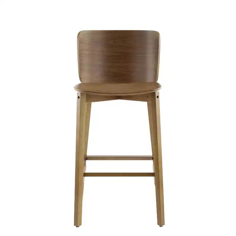Set di 2 Sgabelli da Bar in Legno, Sgabelli da Bancone, Struttura in Legno di Gomma con Schienale Curvo Ergonomico per Isola Cucina Home Bar, Noce - ModernLuxe