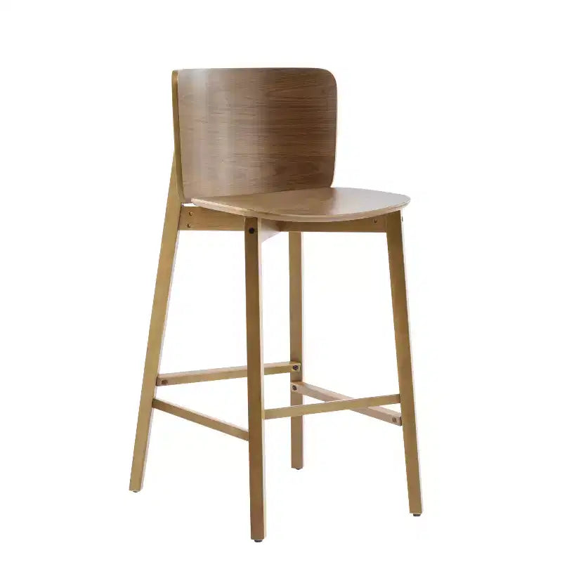 Set di 2 Sgabelli da Bar in Legno, Sgabelli da Bancone, Struttura in Legno di Gomma con Schienale Curvo Ergonomico per Isola Cucina Home Bar, Noce - ModernLuxe