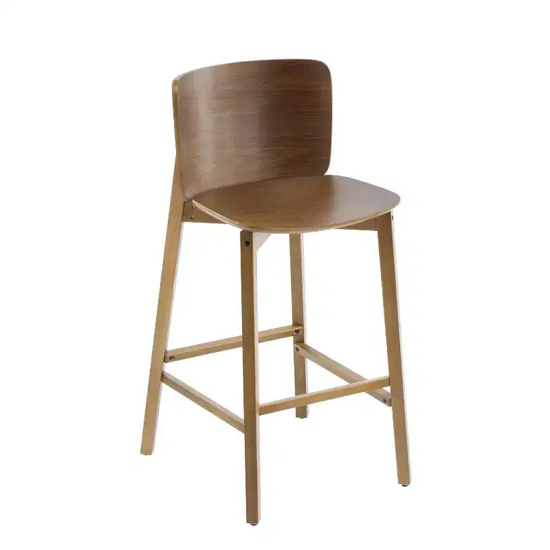 Set di 2 Sgabelli da Bar in Legno, Sgabelli da Bancone, Struttura in Legno di Gomma con Schienale Curvo Ergonomico per Isola Cucina Home Bar, Noce - ModernLuxe