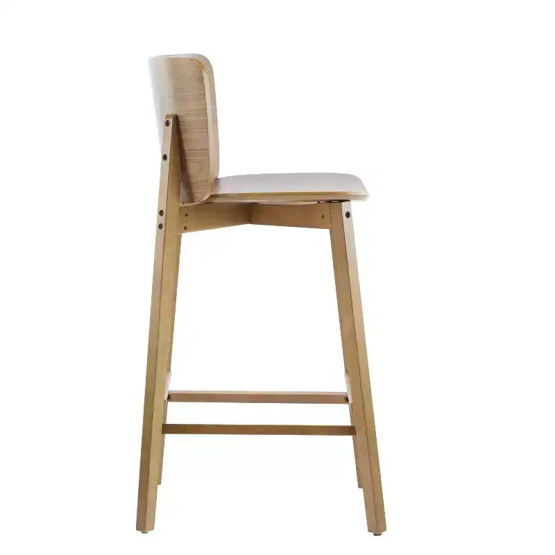 Set di 2 Sgabelli da Bar in Legno, Sgabelli da Bancone, Struttura in Legno di Gomma con Schienale Curvo Ergonomico per Isola Cucina Home Bar, Noce - ModernLuxe